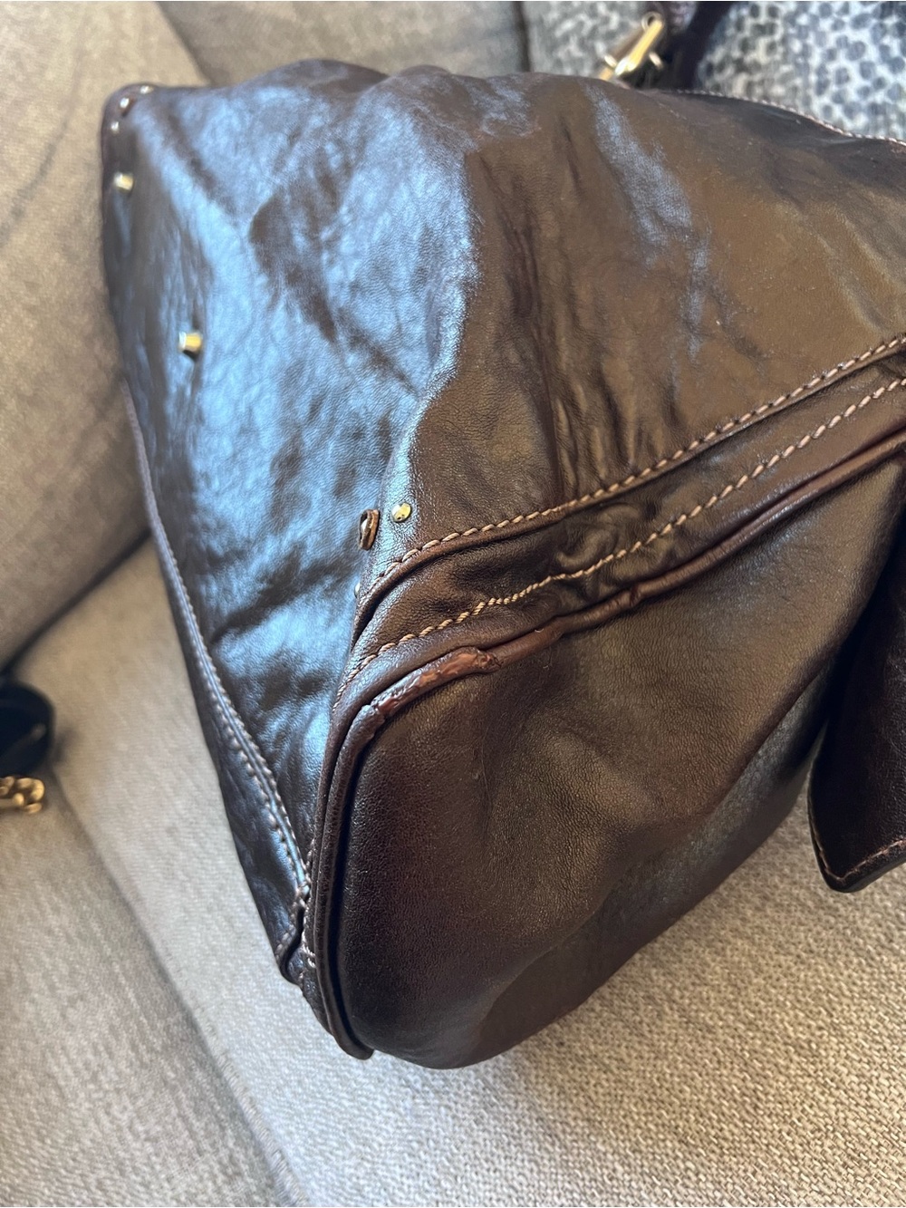 Chloe Paddington Dark Brown Leather Handbag with Gold Accents - Picture 12 of 14